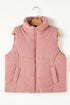 Corduroy Stand-Collar Zip-Front Quilted Puffer Vest